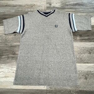Vintage 90s Maui and Sons‎ Gray Blue Striped Mens Medium Surf Heavy Knit T-Shirt